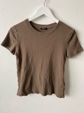 Massimo Dutti Everyday Crewneck Tee - Brown